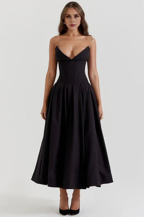 Formal Wear Dresses Womens Sexy Strapless Cocktail Dress Pleated Low Cut Maxi Prom Dresses Sexy Evening Dresses Prom Dresses Stores